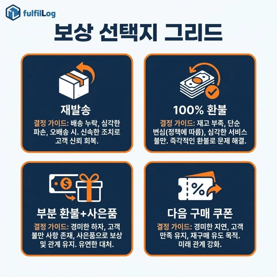 보상안 결정 — 4가지 선택지 설명 이미지