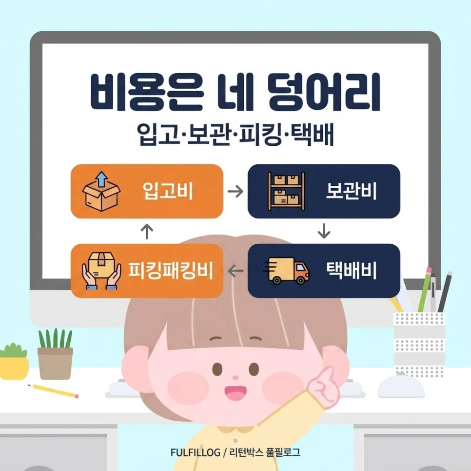 비용은 네 덩어리로 나뉩니다 설명 이미지