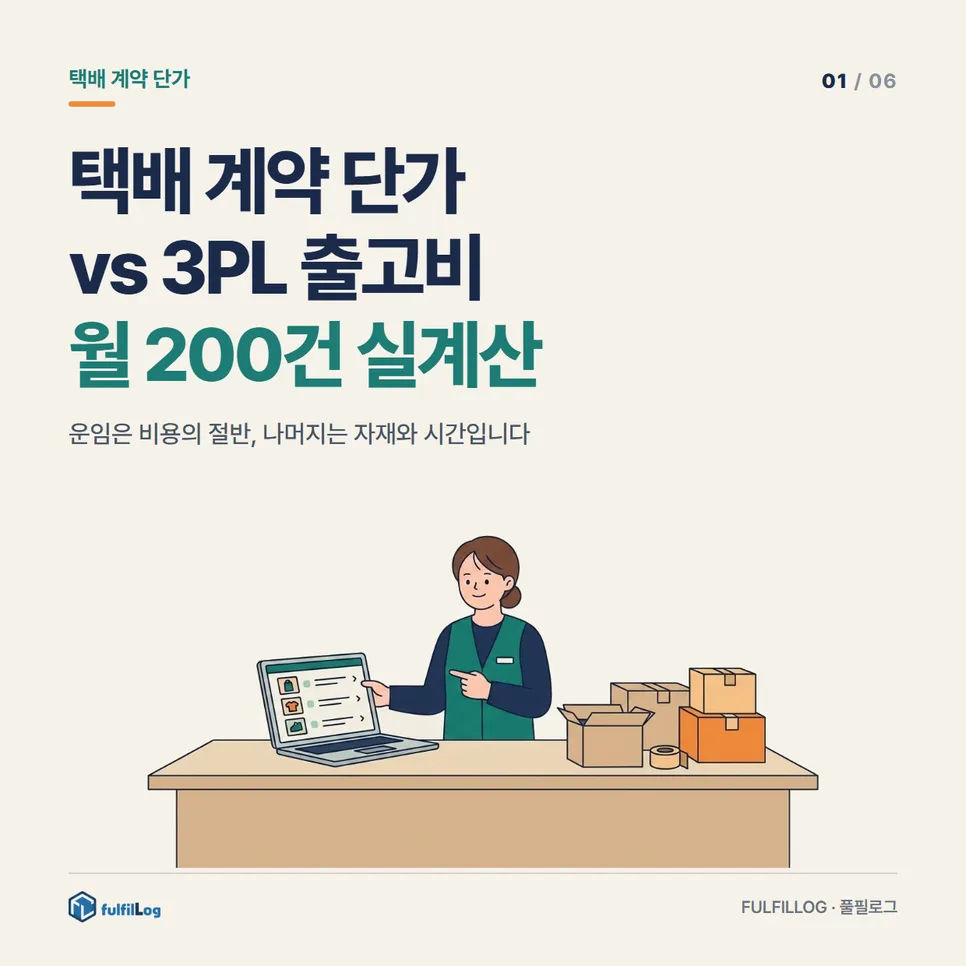 택배 계약 단가 vs 3PL 출고비, 월 200건 셀러 실계산