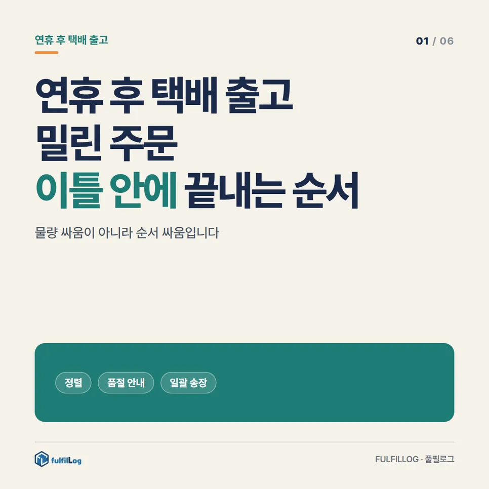 연휴 후 택배 출고 밀린 주문 이틀 안에 끝내는 순서