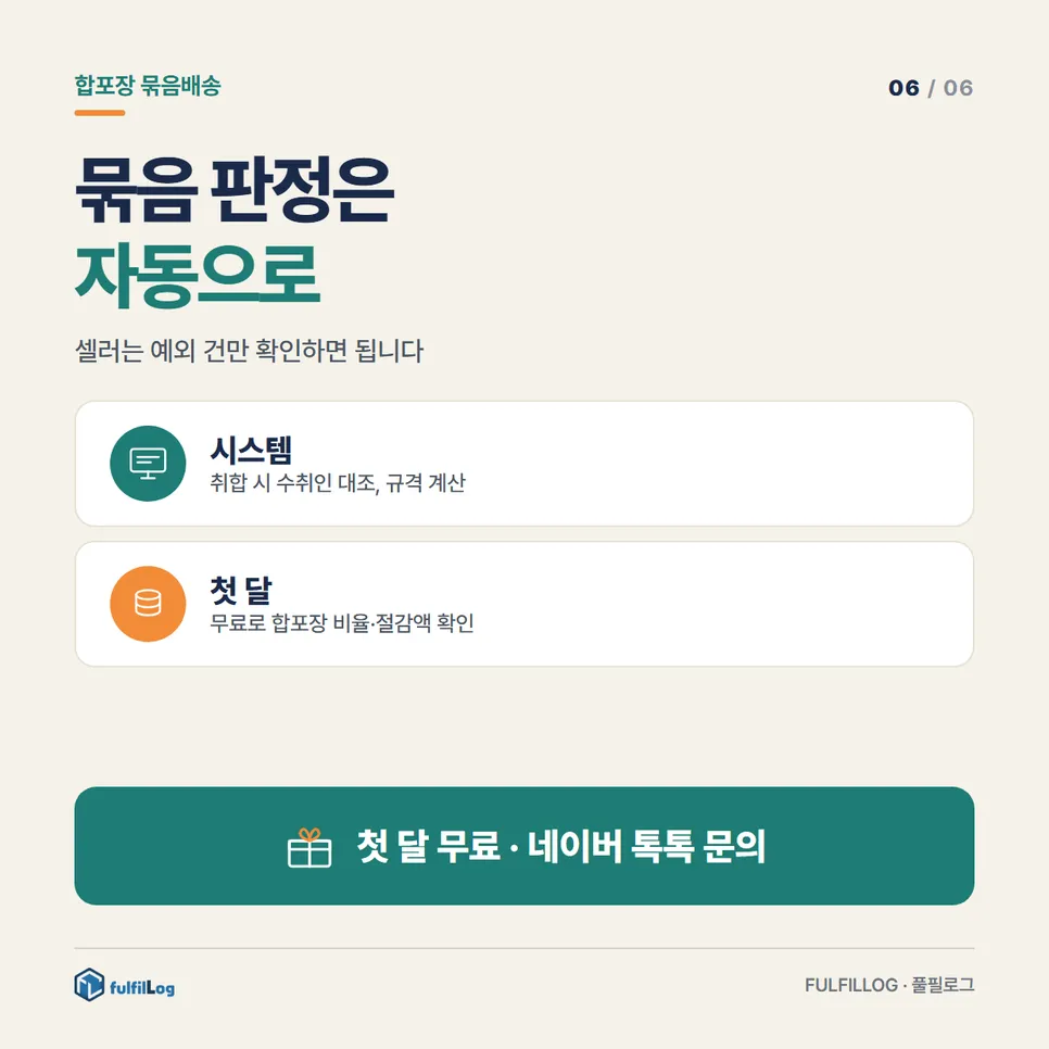 위탁하면 합포장 판정이 자동으로 됩니다 설명 이미지